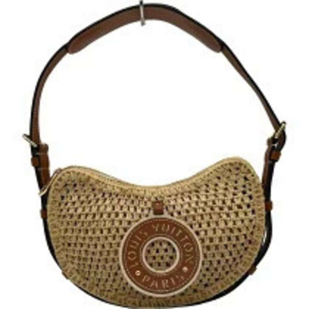 Louis Vuitton By the Pool Croissant Tan Raffia Leather Handbag